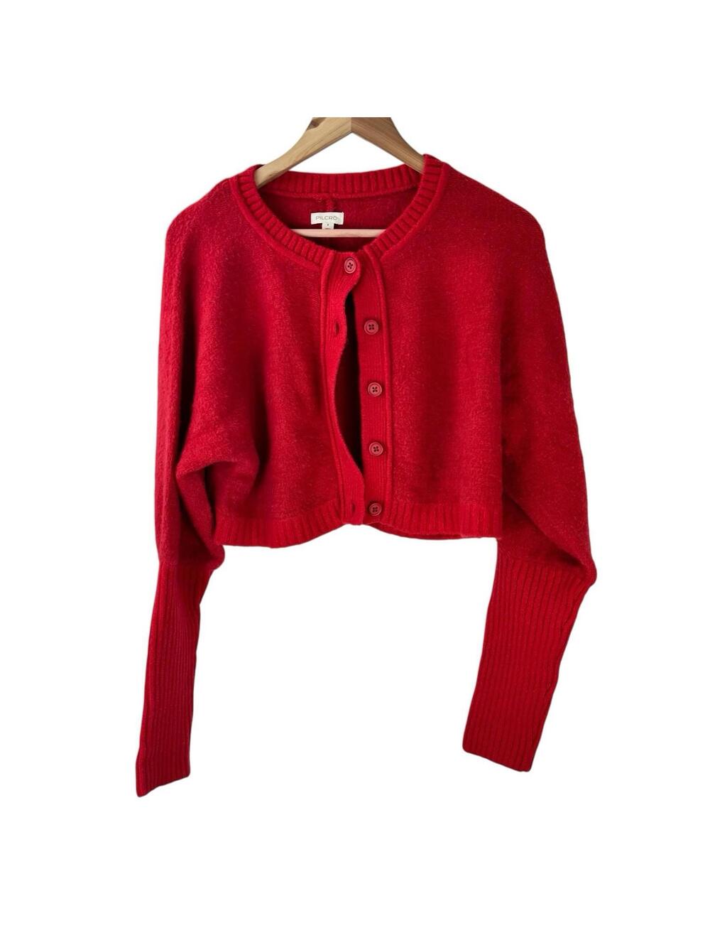 Anthropologie Pilcro Cardigan Women Small Colorful Pink Crop Sweater S Oversized